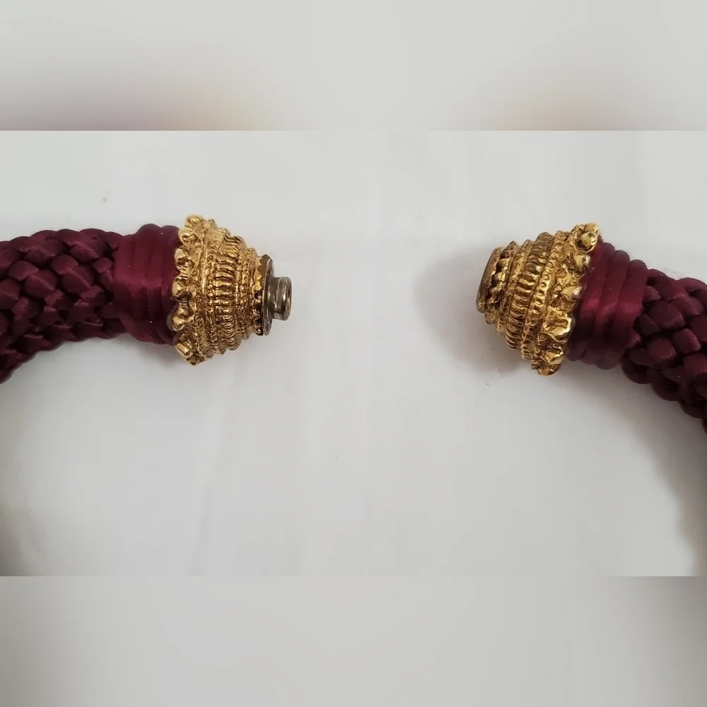 Vintage Maroon & Gold Rope Necklace